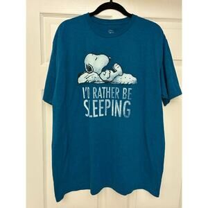 Peanuts Snoopy T-Shirt XL I'd Rather Be Sleeping Blue Graphic Tee Shirt